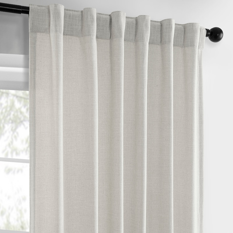 Exclusive Fabrics Basic Faux Linen Curtain Pair - 2 Panels - Light Filtering Window Curtains