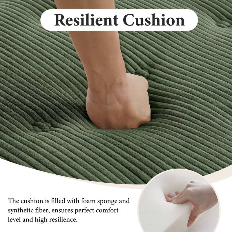 130"W Corduroy Upholstered Modular Sectional Sofa with Storage Ottoman