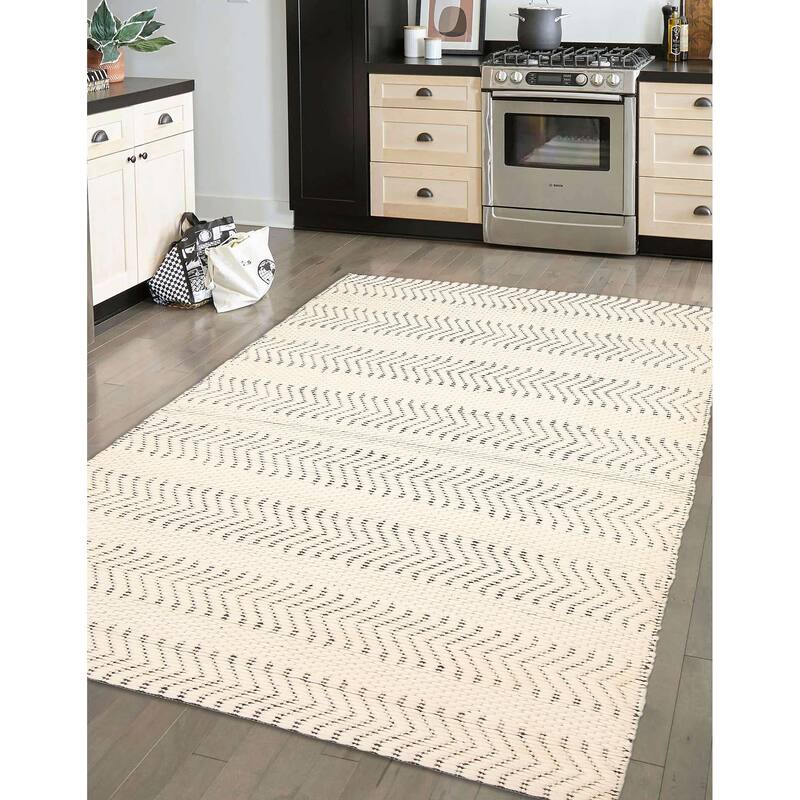 ECARPETGALLERY Braid weave Sienna Cream Wool Rug - 5'1 x 7'6