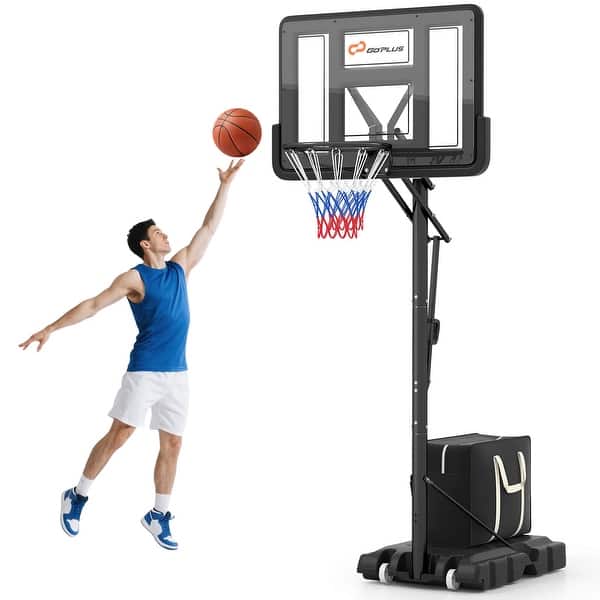 slide 2 of 10, Costway 44'' Portable Adjustable Basketball Goal Hoop Stand System - 35.5'' x 23'' x 6'' (L x W x H) 35.5'' x 23'' x 6'' (L x W x H)