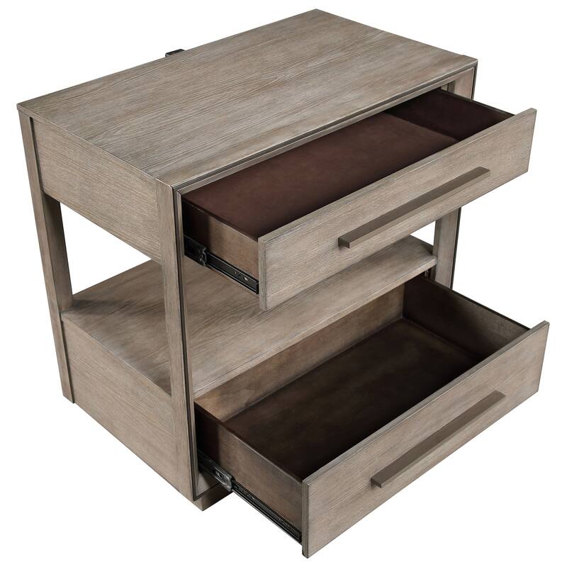 Prescott Taupe Oak 2-drawers Nightstand