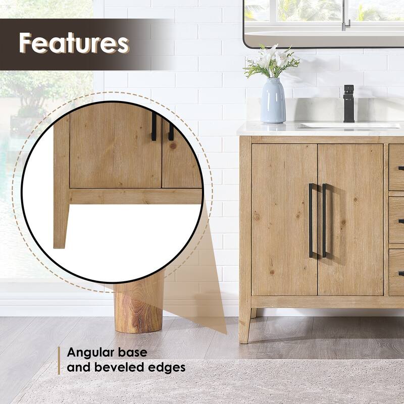 Altair Laurel Bath Vanity with Calacatta White Quartz Stone Countertop without Mirror