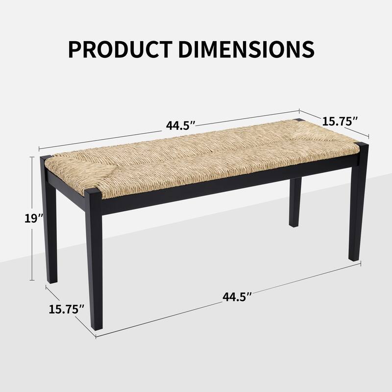 Bohemian 44.5" L Natural Weave Seagrass Rattan Entryway Dining Bench