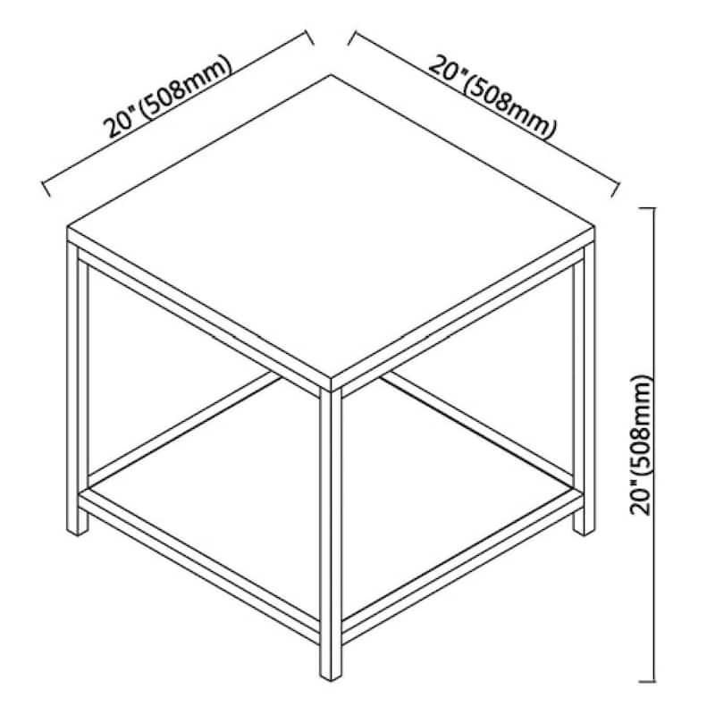 Eccostyle 2-Tier Solid Bamboo Steel Frame End Table - Brushed Brown - 20x20x20