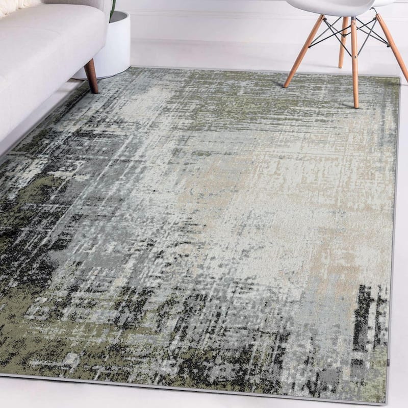 Luxe Weavers Modern Crosshatch Pattern Distressed Abstract Area Rug Carpet