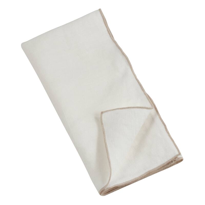Stonewashed Linen Napkins With Stitched Border Design (Set of 4)
