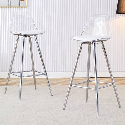 Modern and comfortable upholstered bar chairs, metal legs, small size bar chairs