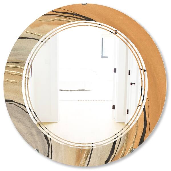 Designart 'Glam Canion II' Printed Modern Round or Oval Wall Mirror ...