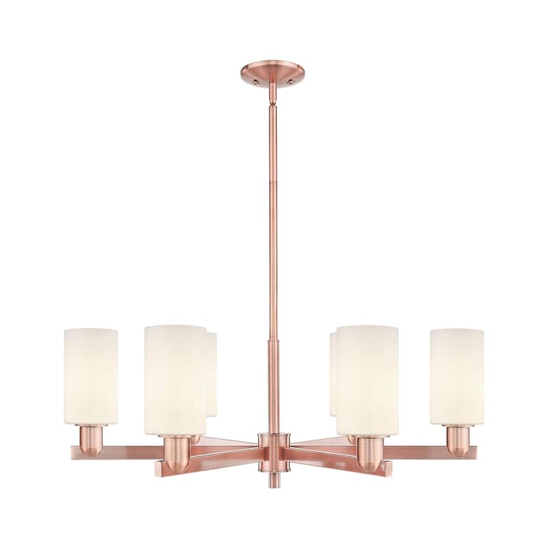 Innovations Lighting Endless Possibilities Arcadia - Clymer - 6 Light 34" Stem Hung Chandelier - Antique Copper/Matte White