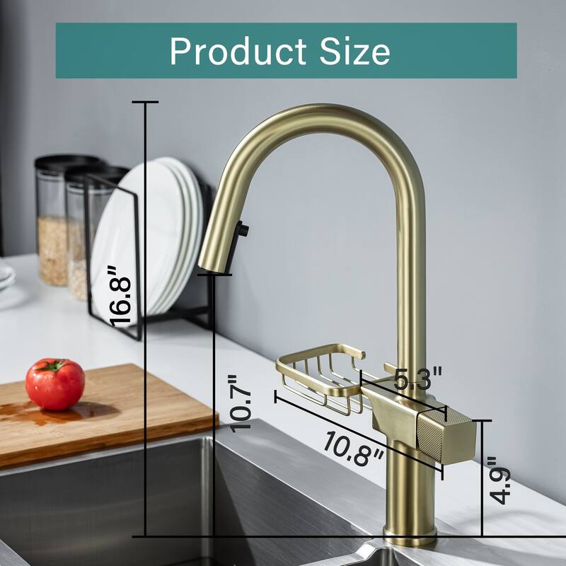 Modern Single Hole Stainless Steel High Arc Pull-Down Kitchen Faucet