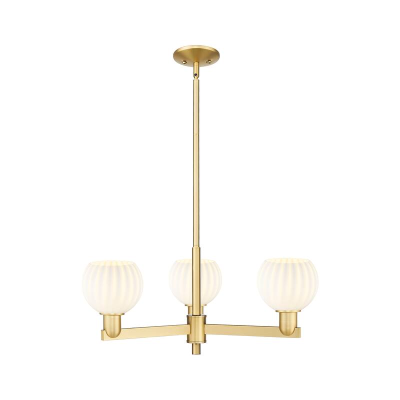 Innovations Lighting Endless Possibilities Arcadia - White Venetian - 3 Light 28" Stem Hung Chandelier - Satin Gold