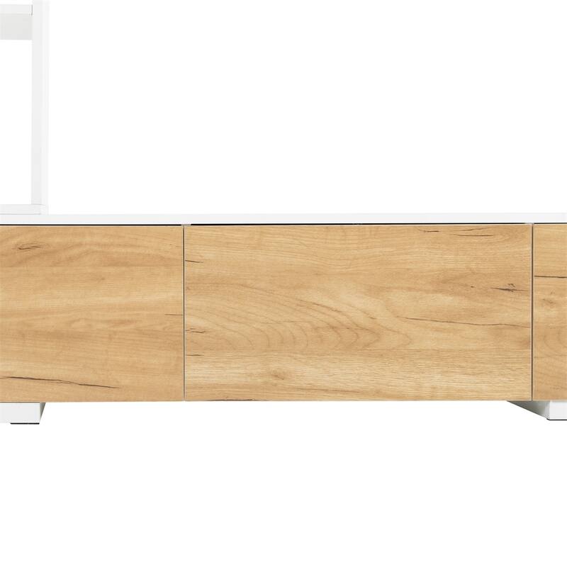 Extendable TV Stand with 3 Tier Bookshelves,Entertainment Center