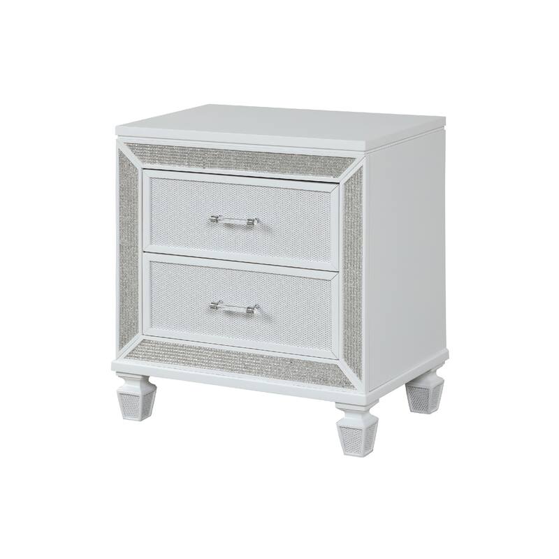 Crystal Modern Style 2-Drawer Nightstand Made - White