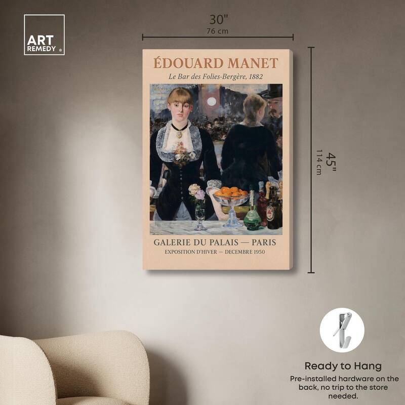 Manet's Famous Bar Canvas by Art Remedy, Gallery Wrapped