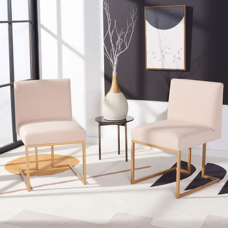 SAFAVIEH Aristeia Glam Beige/Gold Side Chair (Set of 2) - 19.5" W x 23.4" L x 32.5" H - 20Wx23Dx33H