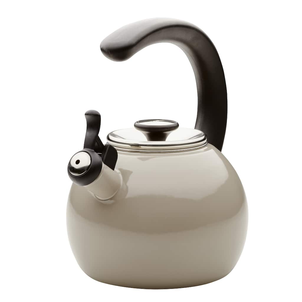 2-Quart Enamel on Steel Whistling Teakettle/Teapot With Flip-Up Spout, Black