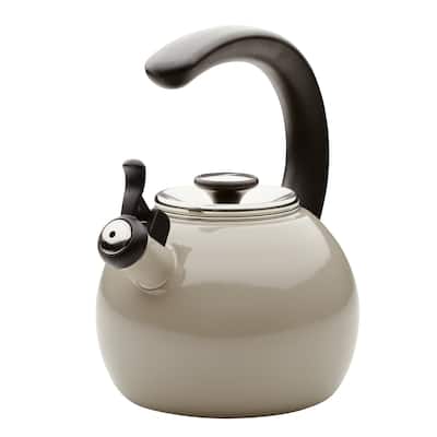 Circulon Enamel on Steel Whistling Induction Teakettle With Flip-Up Spout, 2-Quart, Gray