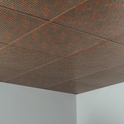 FASÄDE Square Decorative Vinyl 2ft x 2ft Lay in Ceiling Panel in Copper Fantasy (5 Pack)