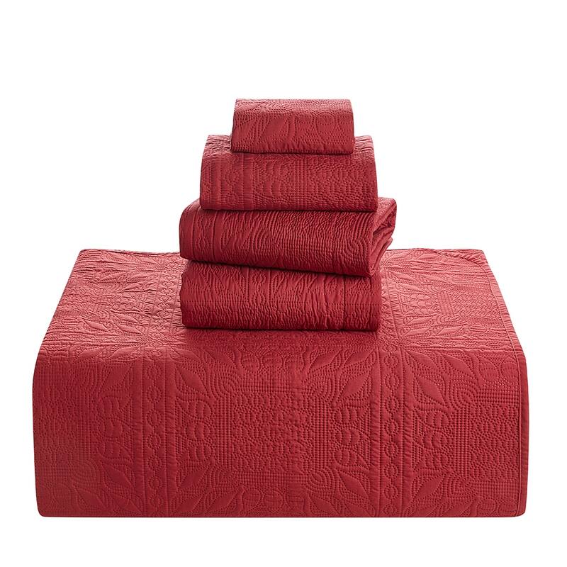 Clara Clark Bedspread Quilt Set - Grid Weave Pinsonic Lightweight Coverlet Set