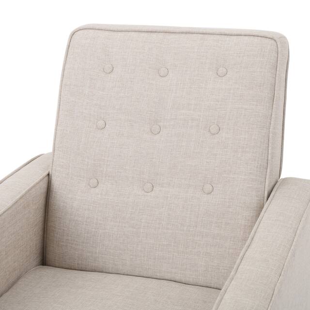 Mervynn Mid-Century Modern Button Tufted Fabric Recliner by Christopher Knight Home
