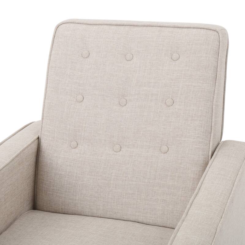 Mervynn Mid-Century Modern Button Tufted Fabric Recliner by Christopher Knight Home