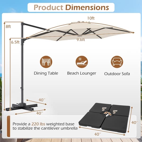 gymax 11ft patio offset hanging cantilever umbrella 360 degree tilt Outsunny with Base Crank Brown This is the most suitable one for you Gymax 10Ft Offset Hanging Umbrella