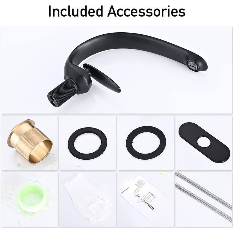 Matte Black Bathroom Sink Faucet C-Shaped Curved Spout Bathroom Faucets for Sink 1 Hole Brass Single Handle Vanity Faucet