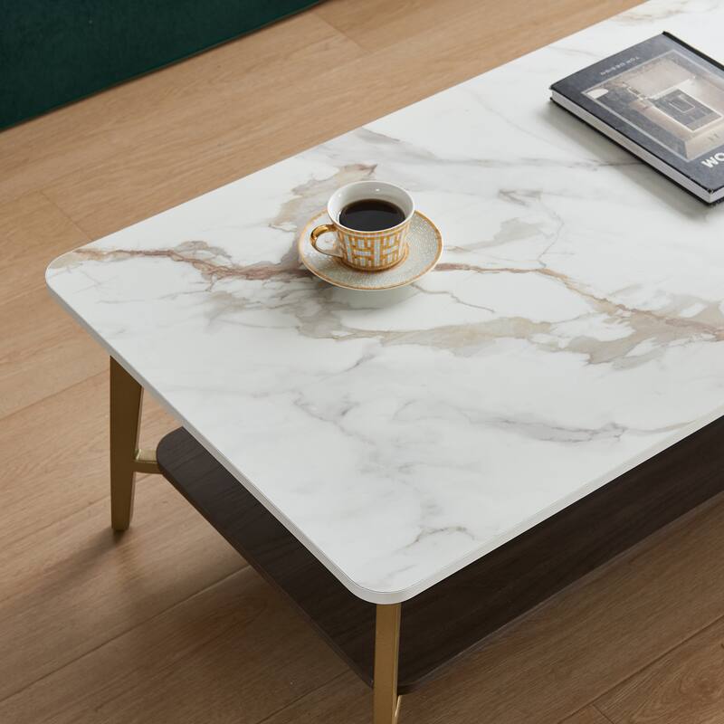 47.24" Open Storage Coffee Table with Metal Frame