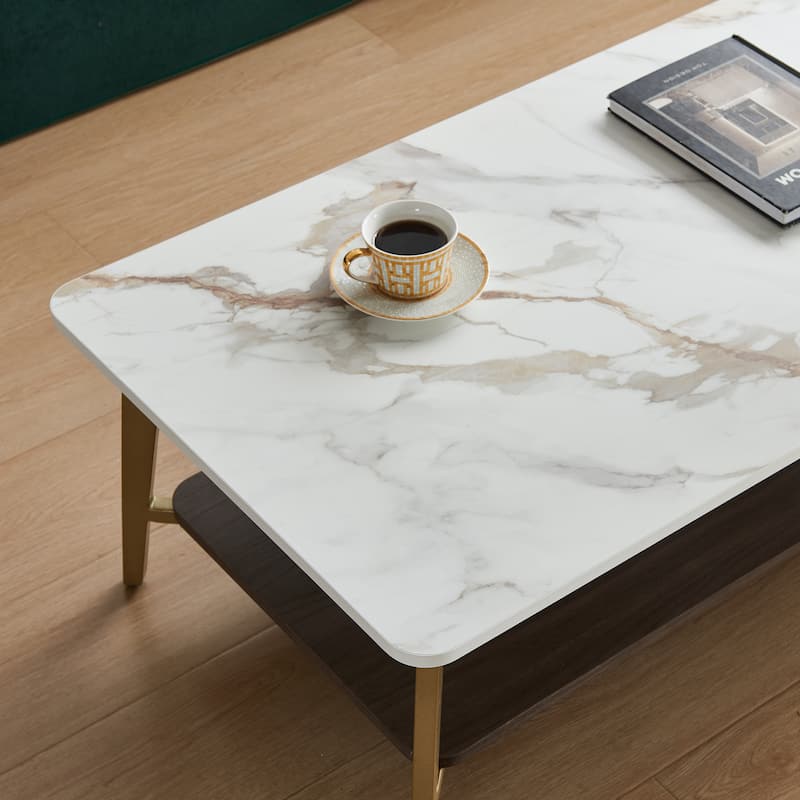 Modern Coffee Table Stylish Coffee Table Rectangular Center Table Side Table with Open Space, for Living Room‌