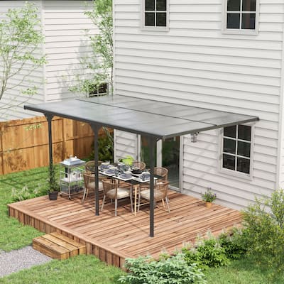 Outsunny 16.5' x 10' Outdoor Polycarbonate Pergola, Transparent UV Blocking Awning, Hardtop Deck Gazebo with Adjustable