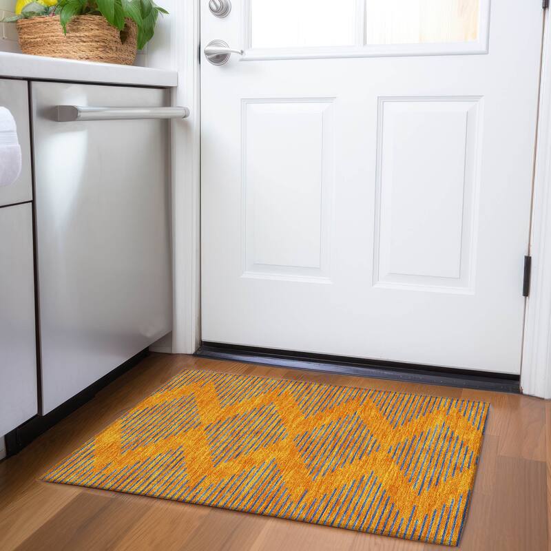 Premium Washable Super Soft Global Stripes Mayfield Rug - Orange - 1'8" x 2'6"