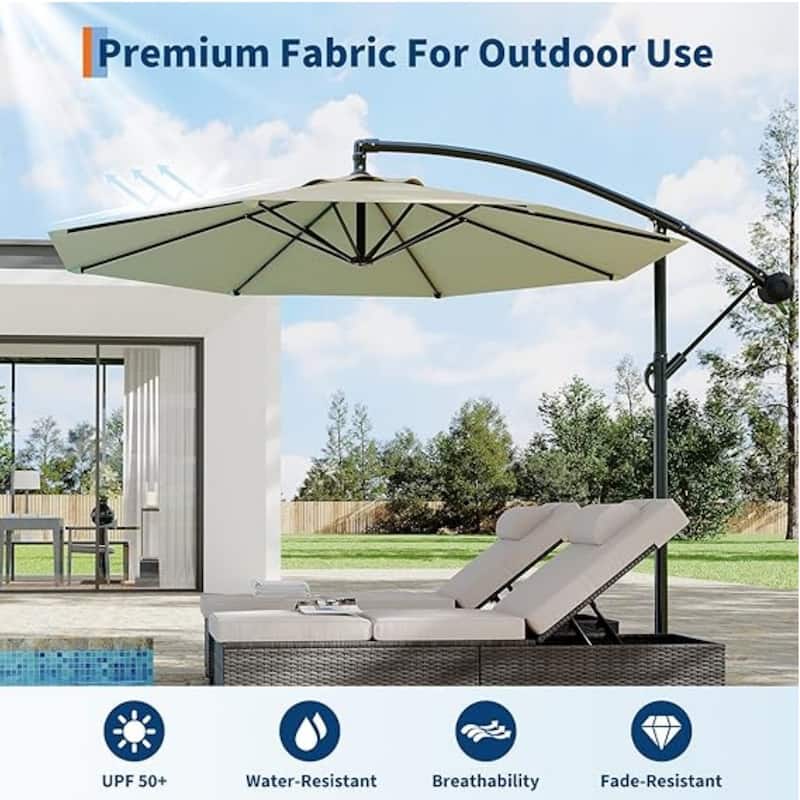 10' Cantilever Large Parasol with Cross Base, Navy