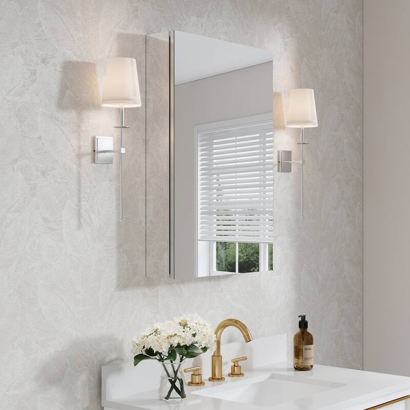 Recessed or Surface Wall Mount Bathroom Medicine Cabinet With Adjustable Glass Shelves
