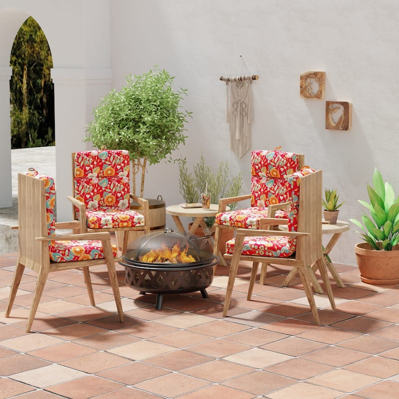 22" x 44" Outdoor Chair Cushion with Ties and Loop - 44'' L x 22'' W x 4'' H
