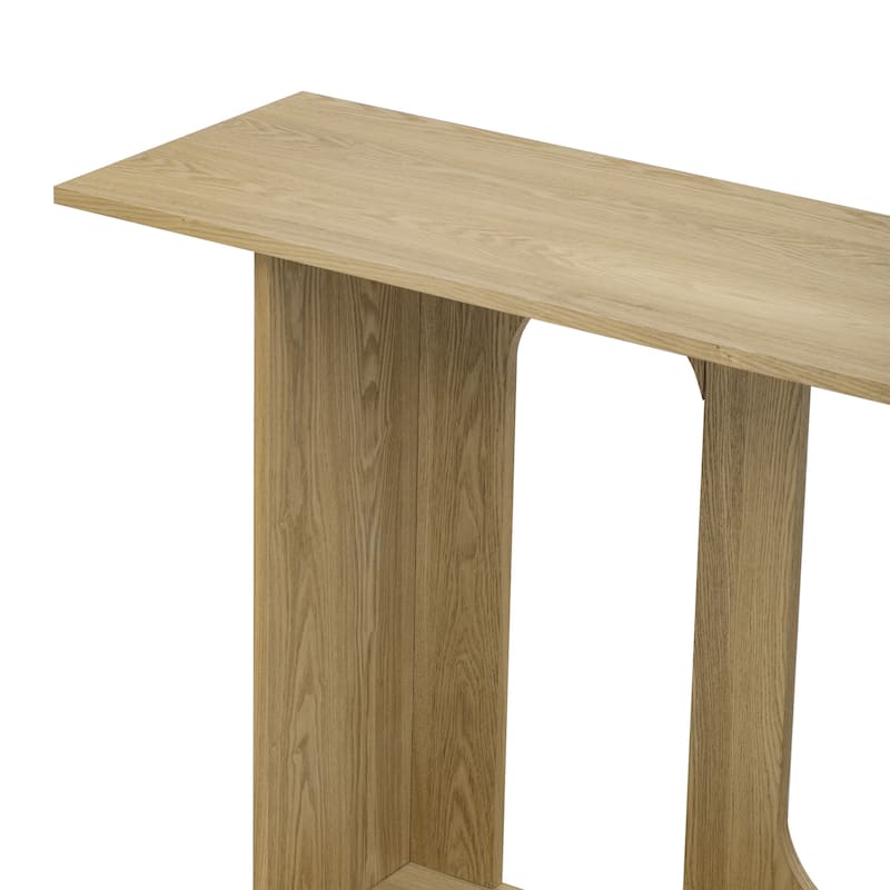 Anmytek Modern Console Table with Curved Base for Entryway, Living Room - Natural