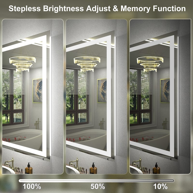 KIOTEE Super Bright Anti-fog LED Bathroom Mirror with Backlit and Front Lighting 3-Year Warranty