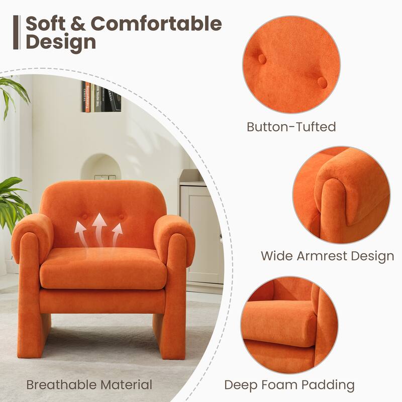 Modern Cloud Velvet Accent Chair with Removable Cushion for Living Room