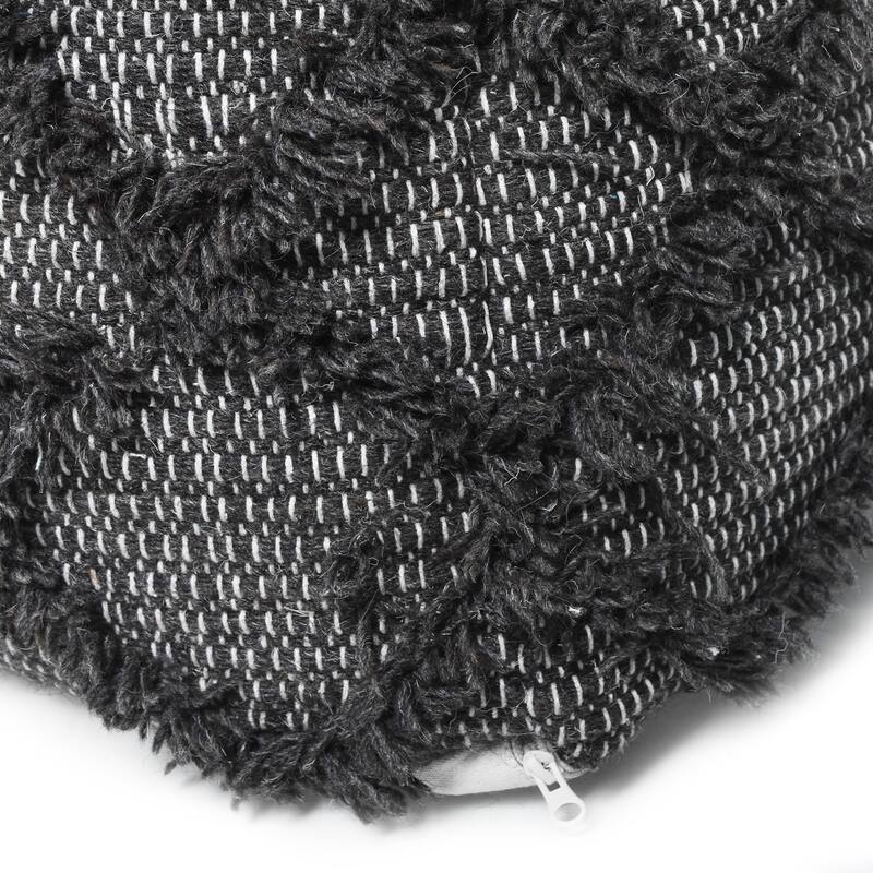 Stylish look Wool and Cotton Pouf Easy to maintain - Brown - Large