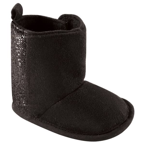 slide 1 of 1, Luvable Friends Baby Girl Crib Shoes, Black Glitter 0-6 Months - Black Glitter