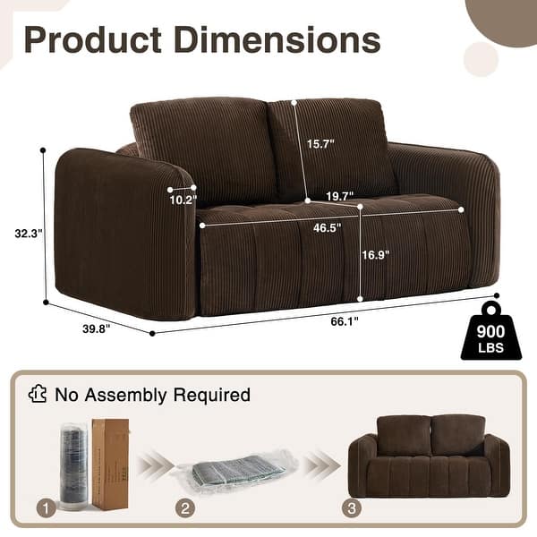 dimension image slide 1 of 9, Cloud Sofa Corduroy Deep Seat Couch Oversized Compression Loveseat Sofa