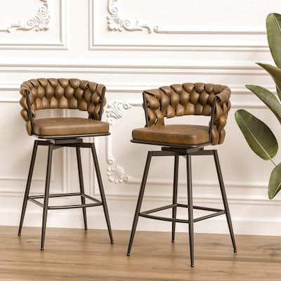 360 Swivel Bar Stools Upholstered Bar Chair Counter Stool Set of 2
