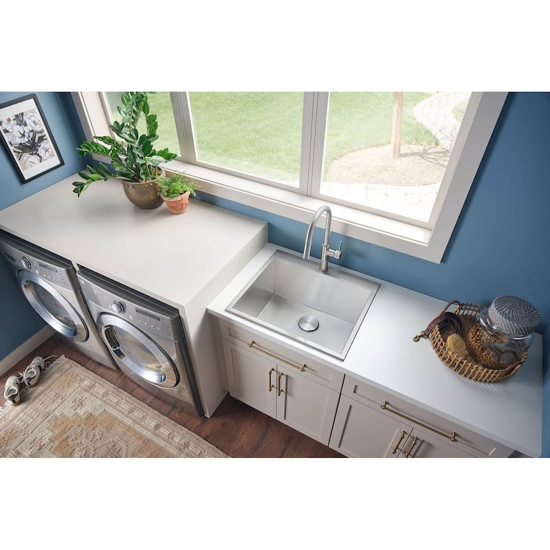 Ruvati Topmount Laundry Utility Sink 25" x 22" x 12" Deep 16 Gauge Stainless Steel - RVU6010 - 25" X 22"