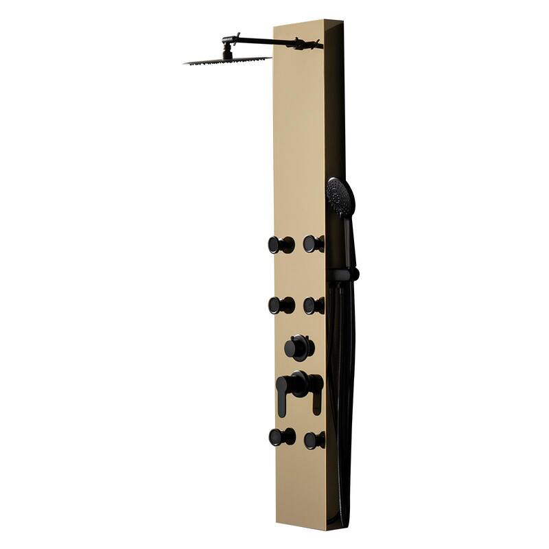 6-Jet Shower Panel System with Hand Shower - Black Gold