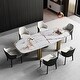 preview thumbnail 1 of 7, Modern 63 " Natural texture Rectangle Faux Marble Dining Table White