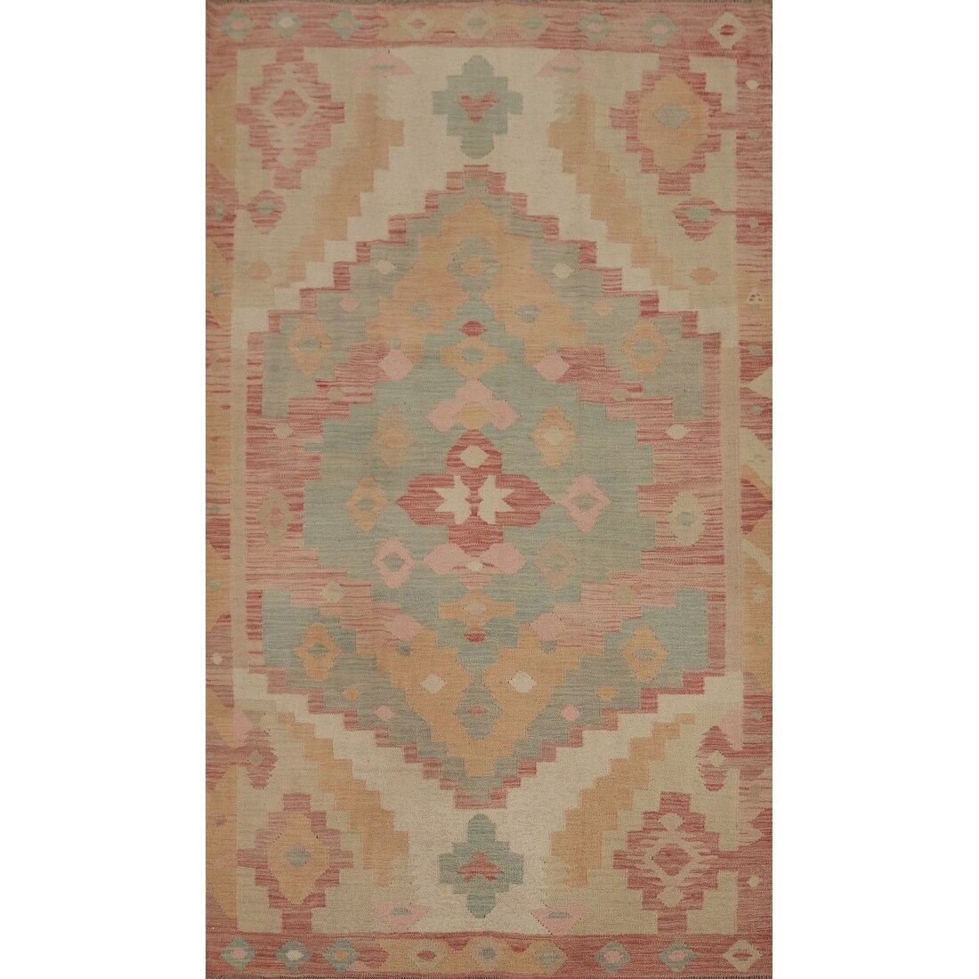 Hand Woven Oriental 100% Wool Carpet Southwestern Tribal Multi-Colored Kilim Area Rug - 8' 0'' X 5' 1''