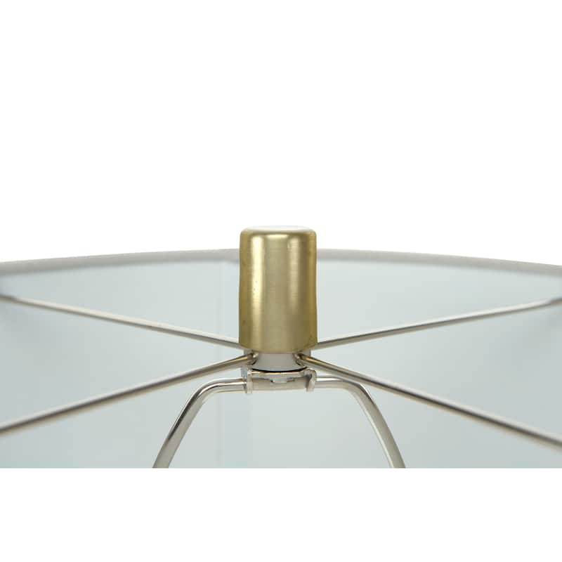 Vintage 2-Tone Metal Table Lamp with Linen Drum Shad