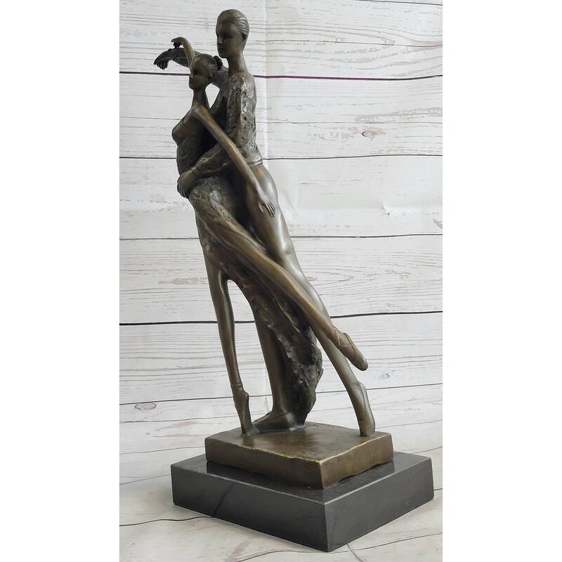 Bronze Sculpture Modern Art Pair Of Ballerina Dancers By Aldo Vitaleh Figurine