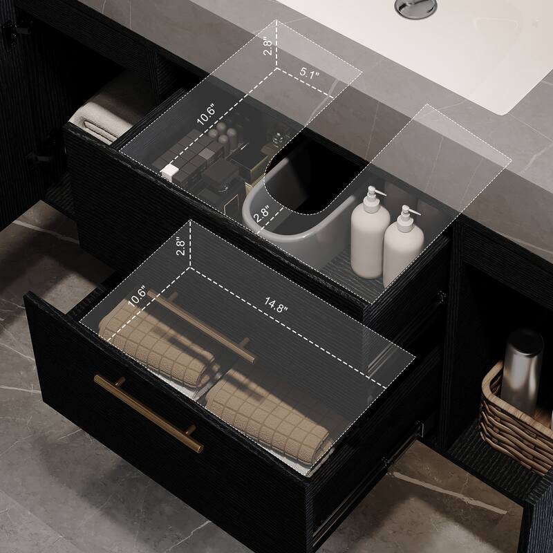 39.4 Inches Single Contemporary Floating Bathroom Vanity