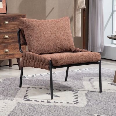 Accent Lounge Chair with Braided Upholstery, Ergonomic Single Sofa Chair, Reading Chair with Padded Seat & Backrest