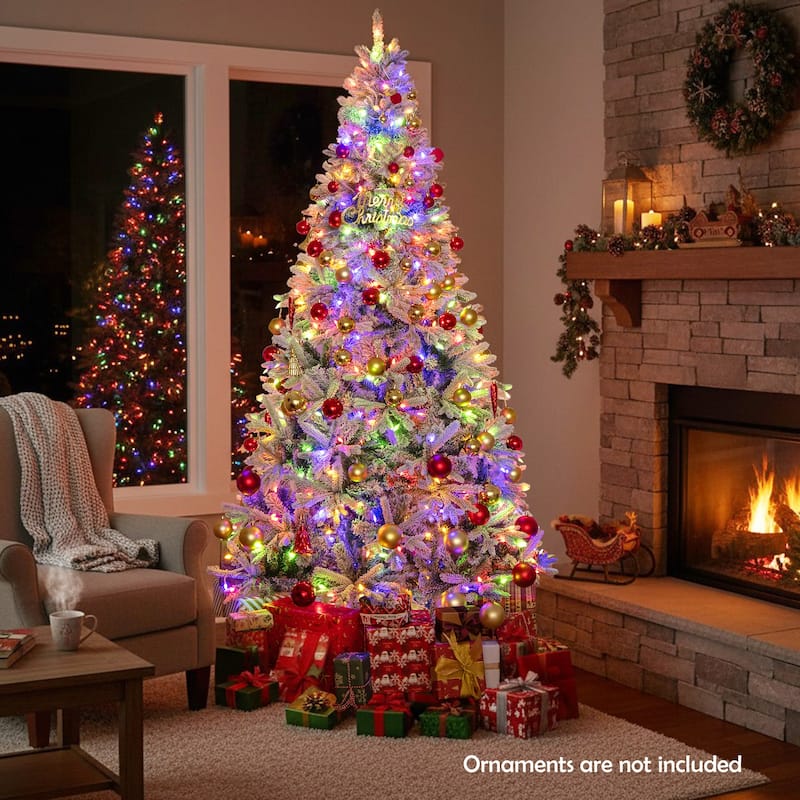 Costway 7 FT Half Artificial Pre-Lit Xmas Christmas Tree with 852 - White & Green - See Details